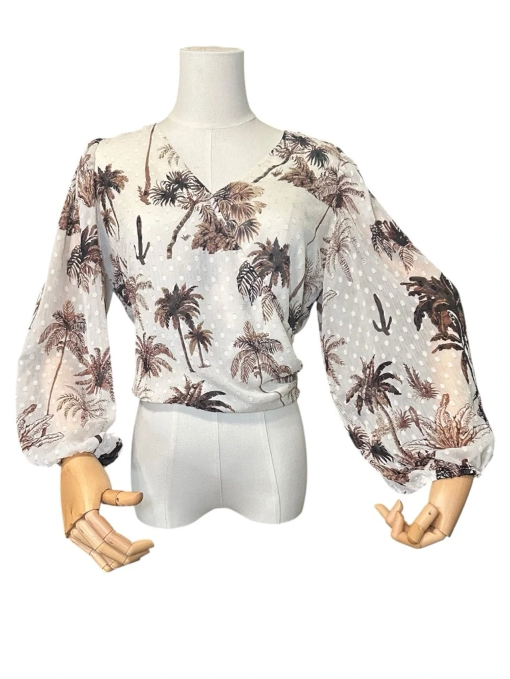 Joie Desert Palm Tree Faux Wrap Blouse Size XS - Picture 2 of 8